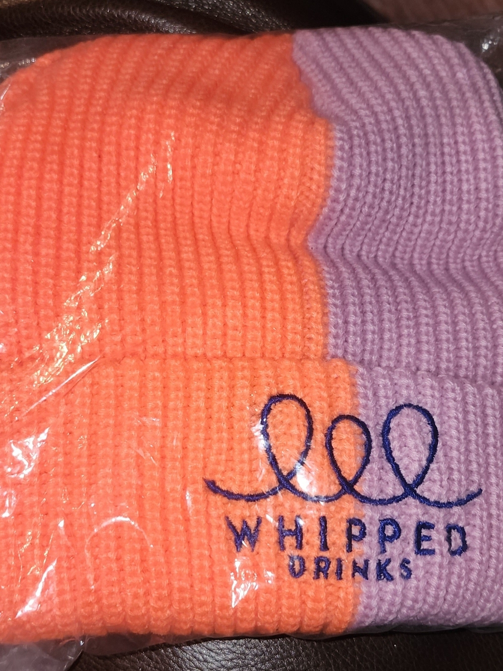 & Other Stories Orange and Lavender Colorblock Beanie